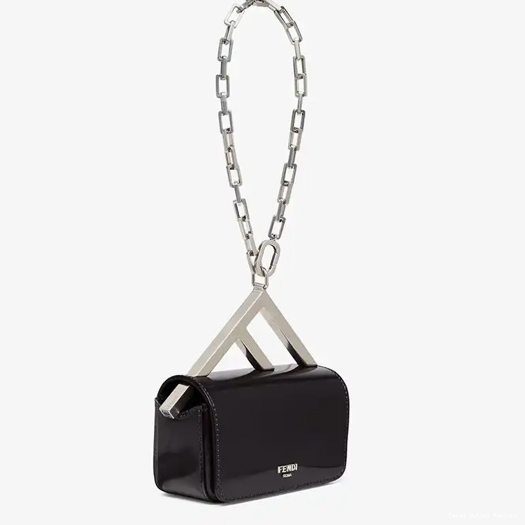 Vintage HOT F Black Fendi Calf Bag In Nano Leather 0414